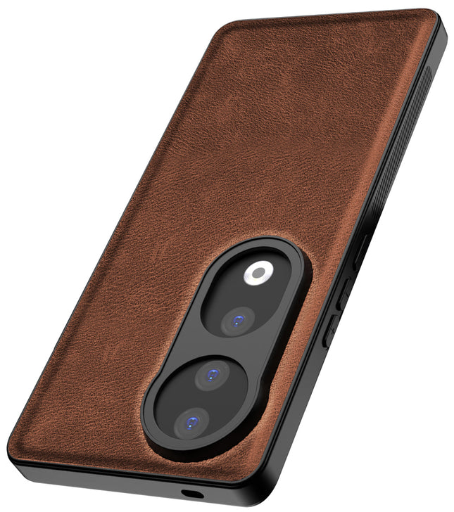Mobizang Tux Leather Back Cover for Vivo V40 / Vivo V40 Pro (5G) | Slim Shockproof Camera Protection Bumper Case (Brown)