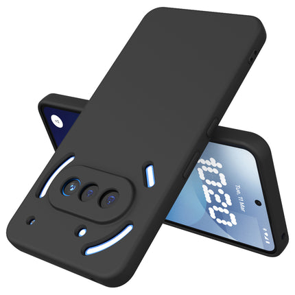 Mobizang Matte Protective Lens Flexible Back Cover for Nothing Phone 3A 5G | Slim Silicone with Soft Lining Shockproof Full Body Bumper Case (Black)