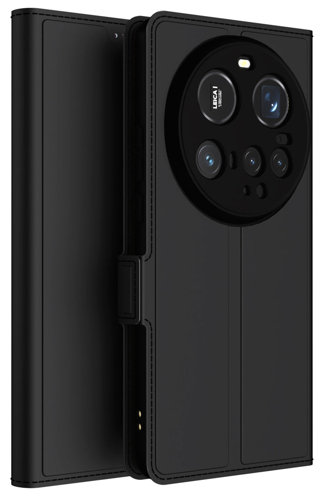 Mobizang Noble Slim Magnetic Leather Flip Case Cover for Xiaomi 15 Ultra | Card Holder Stand Flip Wallet Case (Black)