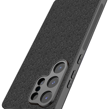 Mobizang Soft Full Fabric Protective Back Case Cover for Samsung Galaxy S25 Ultra | Shockproof Slim Hard Anti Slip Back Case (Black)