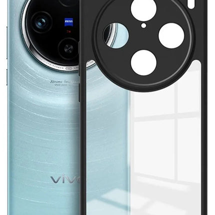 Mobizang Hawkeye Clear Back Cover for Vivo X100 Pro (5G) | Camera Lens Protector Shockproof Slim Clear Case Cover (Black Sides)