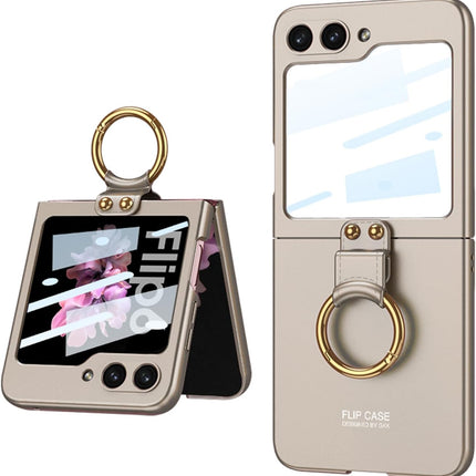 Mobizang Ultra Thin PC Ring Back Case for Samsung Galaxy Flip6 / Z Flip 6 | Shockproof Slim Hard Protective Cover (Titanium)