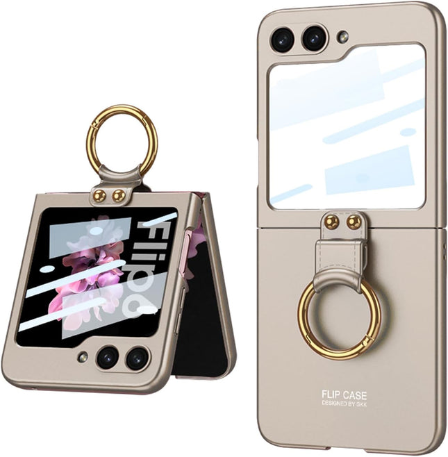 Mobizang Ultra Thin PC Ring Back Case for Samsung Galaxy Flip6 / Z Flip 6 | Shockproof Slim Hard Protective Cover (Titanium)