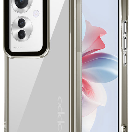 Kapa Warrior Acrylic Clear Back Cover For Oppo F25 Pro (5G) | Slim Shockproof [Military Grade Protection] Hybrid Bumper Case (Purple Sides)
