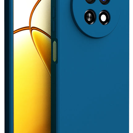 Mobizang Matte Protective Lens Flexible Back Cover for Realme 12 / 12X / Narzo 70X (5G) | Slim Silicone with Soft Lining Shockproof Full Body Bumper Case (Blue)