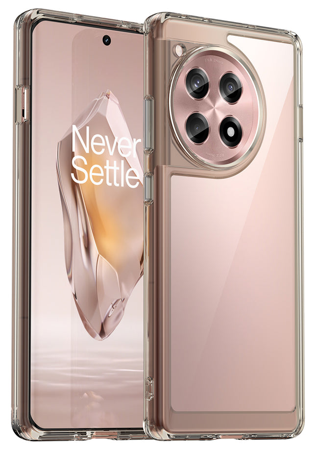 Mobizang Unicorn Acrylic Clear Back Cover For OnePlus 12R | Slim Shockproof [Military Grade Protection] Hybrid Bumper Case (Grey Sides)