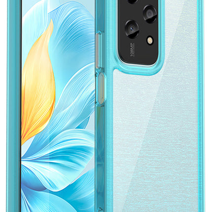 Mobizang Unicorn Acrylic Clear Back Cover For Honor 200 Lite (5G) | Slim Shockproof [Military Grade Protection] Hybrid Bumper Case (Blue Sides)