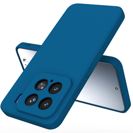 Mobizang Matte Protective Lens Flexible Back Cover for Xiaomi 15 5G | Slim Silicone with Soft Lining Shockproof Full Body Bumper Case (Blue)