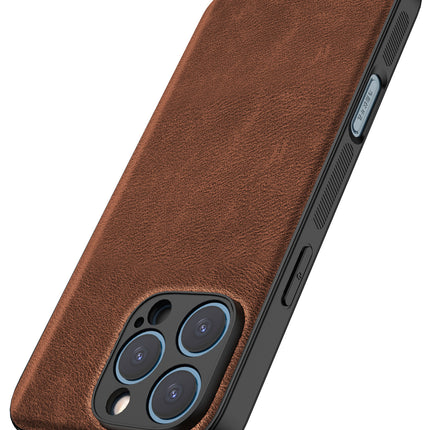Mobizang Tux Leather Back Cover for Apple iPhone 16 Pro Max | Slim Shockproof Camera Protection Bumper Case (Brown)