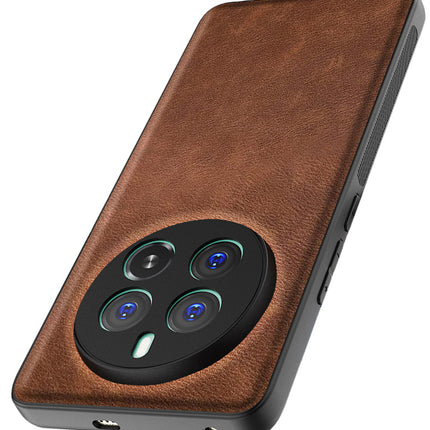 Kapa Tux Leather Back Cover for Realme 12 PRO / 12 PRO PLUS | Slim Shockproof Camera Protection Bumper Case (Brown)