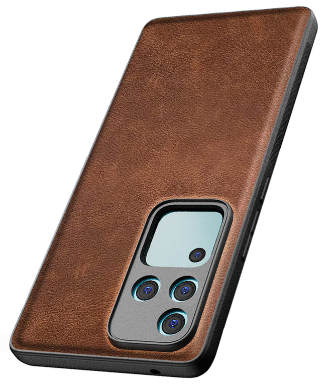 Mobizang Tux Leather Back Cover for Vivo V30 Pro (5G) | Slim Shockproof Camera Protection Bumper Case (Brown)