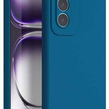 Mobizang Matte Protective Lens Flexible Back Cover for Oppo Reno 12 (5G) | Slim Silicone with Soft Lining Shockproof Full Body Bumper Case (Blue)