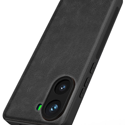 Mobizang Tux Leather Back Cover for Poco X7 Pro 5G | Slim Shockproof Camera Protection Bumper Case (Black)