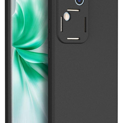 Mobizang Matte Protective Lens Flexible Back Cover for Vivo V30 (5G) | Slim Silicone with Soft Lining Shockproof Full Body Bumper Case (Black)