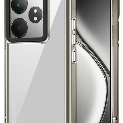 Mobizang Warrior Acrylic Clear Back Cover For Realme GT 6 / GT 6T | Slim Shockproof [Military Grade Protection] Hybrid Bumper Case (Grey Sides)