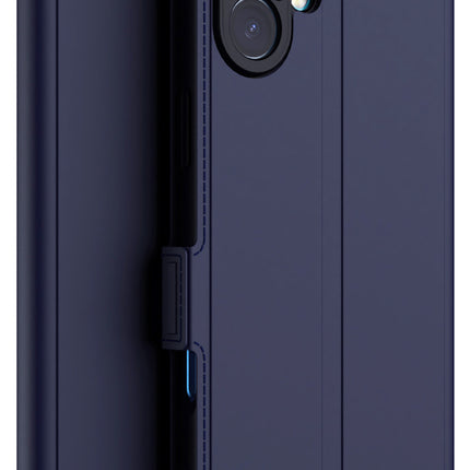 Mobizang Noble Slim Magnetic Leather Flip Case Cover for Apple iPhone 16 Plus | Card Holder Stand Flip Wallet Case (Blue)