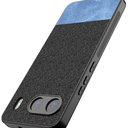 Mobizang Soft Fabric & Leather Hybrid Protective Back Cover for OnePlus Nord 4 | Shockproof Slim Hard Anti Slip Back Case (Black,Blue)