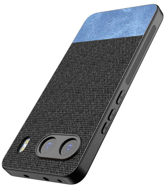 Mobizang Soft Fabric & Leather Hybrid Protective Back Cover for OnePlus Nord 4 | Shockproof Slim Hard Anti Slip Back Case (Black,Blue)