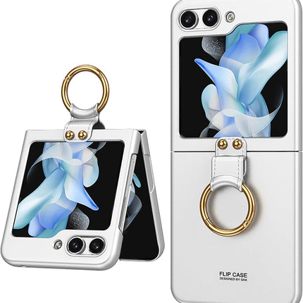 Mobizang Ultra Thin PC Ring Back Case for Samsung Galaxy Flip6 / Z Flip 6 | Shockproof Slim Hard Protective Cover (Silver)