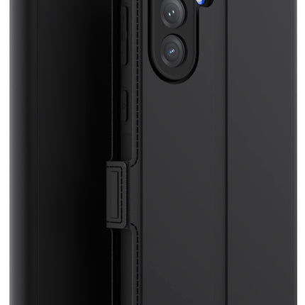 Mobizang Noble Slim Magnetic Leather Flip Case Cover for Samsung Galaxy A16 | Card Holder Stand Flip Wallet Case (Black)