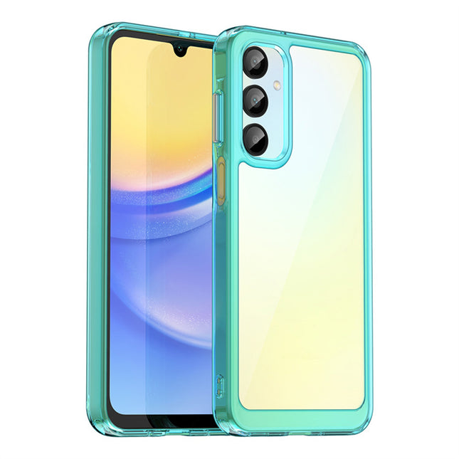 Mobizang Unicorn Acrylic Clear Back Cover For Samsung Galaxy A16 | Slim Shockproof [Military Grade Protection] Hybrid Bumper Case (Blue Sides)