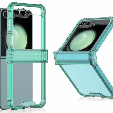 Mobizang Clear Airbag with Hinge Protection Back Case for Samsung Galaxy Flip6 / Z Flip 6 | Transparent Shockproof Slim Hard Protective Cover (Green)