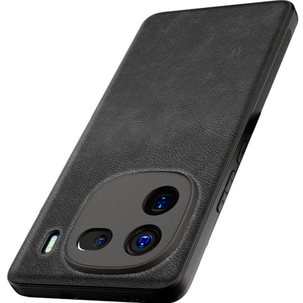 Kapa Tux Leather Back Cover for IQOO 12 (5G) | Slim Shockproof Camera Protection Bumper Case (Black)