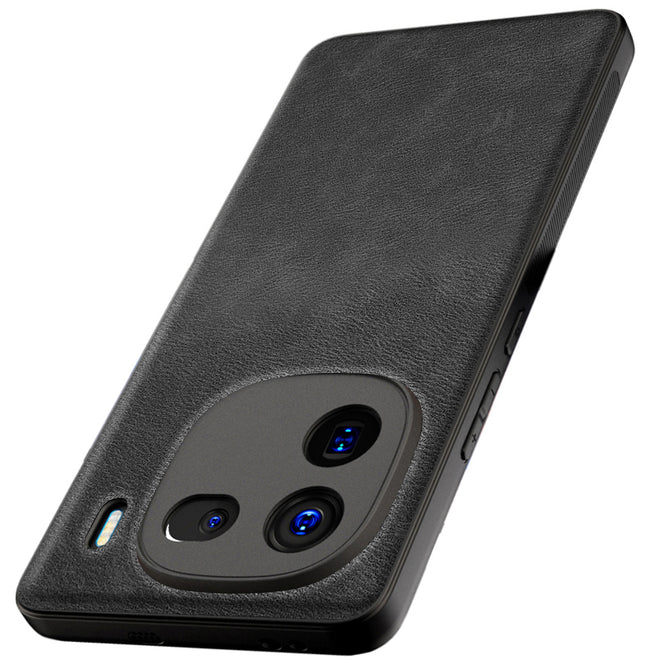 Kapa Tux Leather Back Cover for IQOO 12 (5G) | Slim Shockproof Camera Protection Bumper Case (Black)