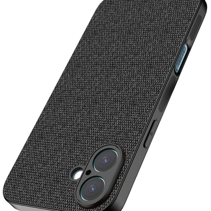 Mobizang Soft Full Fabric Protective Back Case Cover for Apple iPhone 16 | Shockproof Slim Hard Anti Slip Back Case (Black)