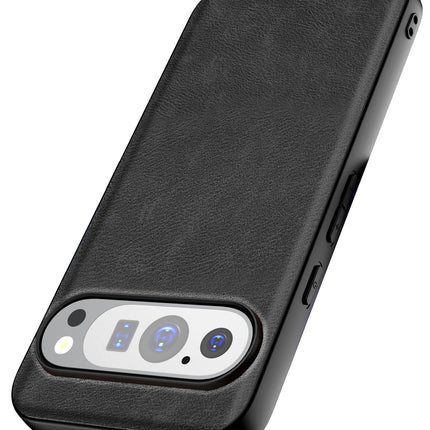 Mobizang Tux Leather Back Cover for Google Pixel 9 / Pixel 9 PRO | Slim Shockproof Camera Protection Bumper Case (Black)