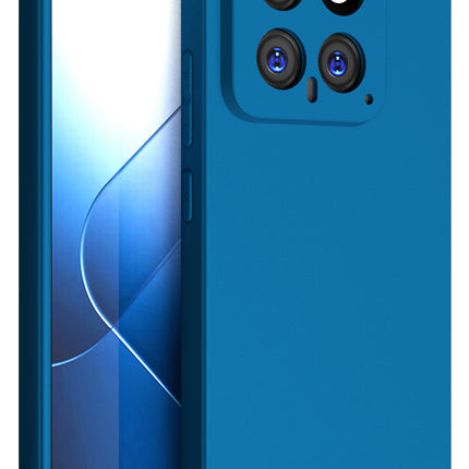 Mobizang Matte Protective Lens Flexible Back Cover for Xiaomi 14 (5G) | Slim Silicone with Soft Lining Shockproof Full Body Bumper Case (Blue)