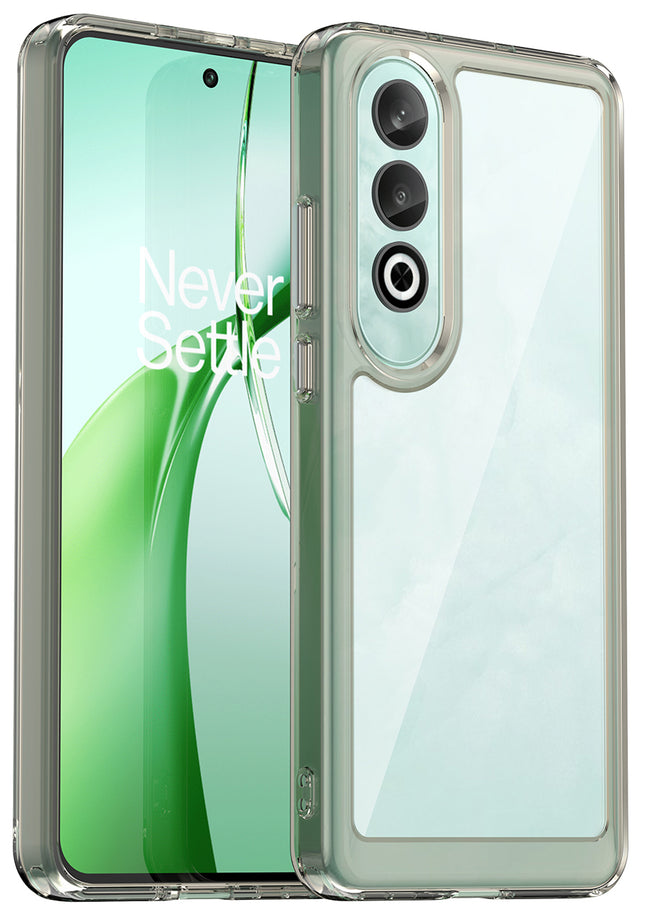 Mobizang Unicorn Acrylic Clear Back Cover For OnePlus Nord CE 4 | Slim Shockproof [Military Grade Protection] Hybrid Bumper Case (Grey Sides)