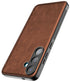 Mobizang Tux Leather Back Cover for Samsung Galaxy S25 Plus | Slim Shockproof Camera Protection Bumper Case (Brown)