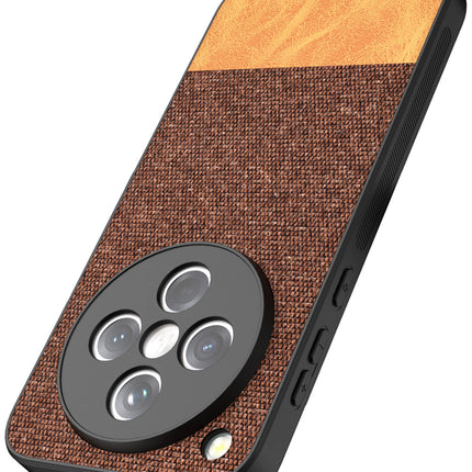 Mobizang Soft Fabric & Leather Hybrid Protective Back Cover for Oppo Find X8 | Shockproof Slim Hard Anti Slip Back Case (Brown)