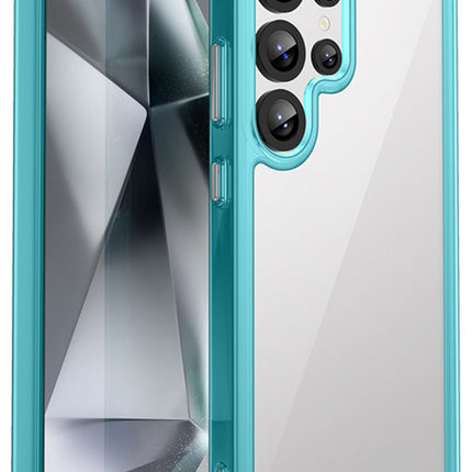 Mobizang Unicorn Acrylic Clear Back Cover For Samsung Galaxy S25 Ultra | Slim Shockproof [Military Grade Protection] Hybrid Bumper Case (Blue Sides)