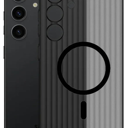 Mobizang Matte Magnetic Wave Grip Back Cover for Samsung Galaxy S24 Ultra | [MagSafe Compatible] Wireless charging, Slim, Metal Buttons, Frosted Back Case (Grey)