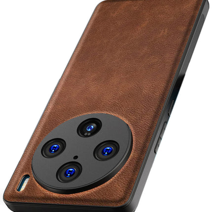 Kapa Tux Leather Back Cover for Vivo X100 Pro (5G) | Slim Shockproof Camera Protection Bumper Case (Brown)