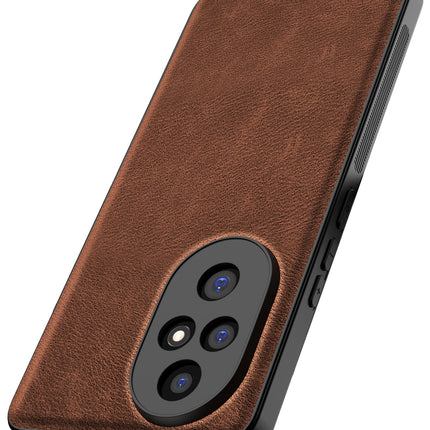 Mobizang Tux Leather Back Cover for Honor 200 Pro (5G) | Slim Shockproof Camera Protection Bumper Case (Brown)