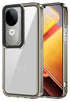 Mobizang Warrior Acrylic Clear Back Cover For Vivo V40E / iQOO Z9S | Slim Shockproof [Military Grade Protection] Hybrid Bumper Case (Grey Sides)