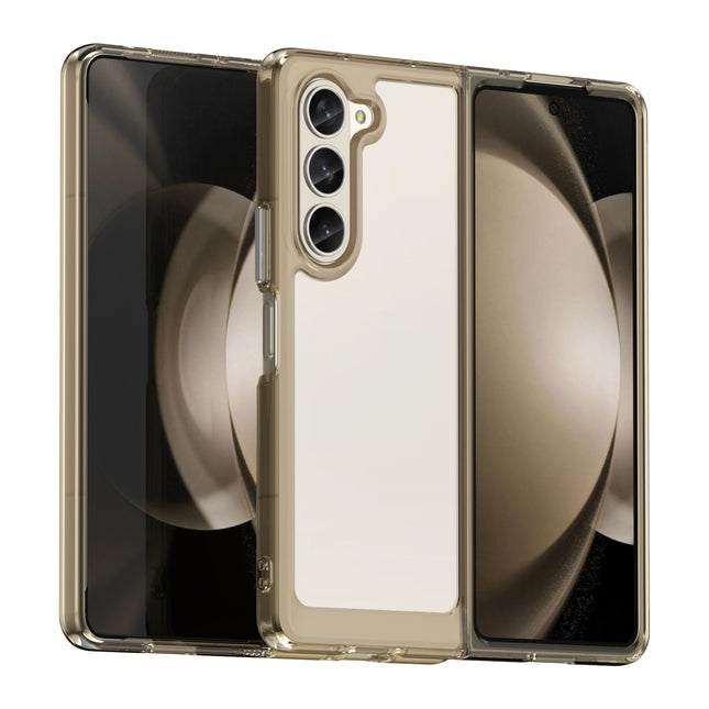 Mobizang Unicorn Acrylic Clear Back Cover For Samsung Galaxy Z Fold 6 | Slim Shockproof [Military Grade Protection] Hybrid Bumper Case (Grey Sides)