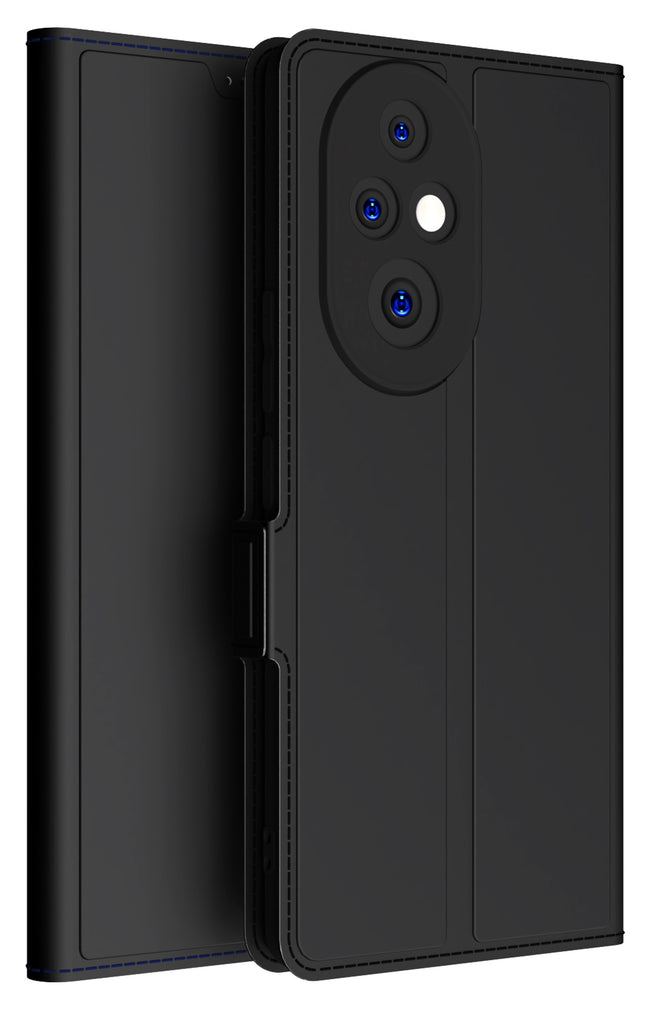Mobizang Noble Slim Magnetic Leather Flip Case Cover for Honor 200 Pro (5G) | Card Holder Stand Flip Wallet Case (Black)