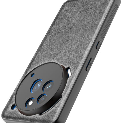 Mobizang Tux Leather Back Cover for Nothing Phone 3A Pro | Slim Shockproof Camera Protection Bumper Case (Grey)