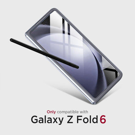 Mobizang Contrast Ulta Thin PC Case for Samsung Galaxy Z Fold 6 | Inbuilt S-Pen Holder Stand Hybrid Back Cover (Grey with Black Pen)