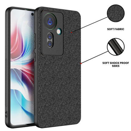 Mobizang Soft Full Fabric Protective Back Case Cover for Oppo F25 Pro (5G) | Shockproof Slim Hard Anti Slip Back Case (Black)