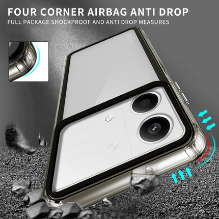 Kapa Warrior Acrylic Clear Back Cover For Poco X6 Neo (5G) | Slim Shockproof [Military Grade Protection] Hybrid Bumper Case (Grey Sides)