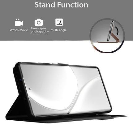 Mobizang Noble Slim Magnetic Leather Flip Case Cover for Realme GT 6 / GT 6T | Card Holder Stand Flip Wallet Case (Black)