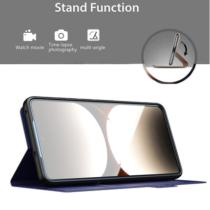 Mobizang Noble Slim Magnetic Leather Flip Case Cover for Realme GT 7 PRO | Card Holder Stand Flip Wallet Case (Blue)