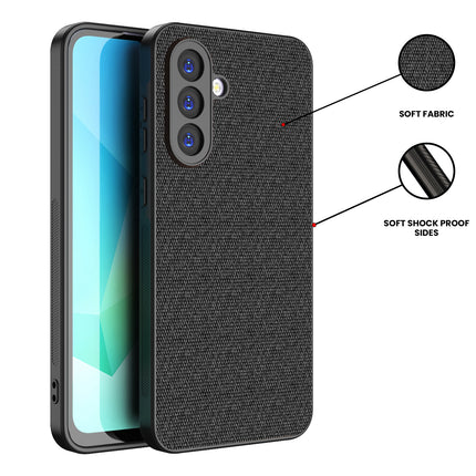 Mobizang Soft Full Fabric Protective Back Case Cover for Samsung Galaxy A36 | Shockproof Slim Hard Anti Slip Back Case (Black)