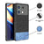 Mobizang Soft Fabric & Leather Hybrid Protective Back Cover for Poco X6 Neo (5G) | Shockproof Slim Hard Anti Slip Back Case (Black,Blue)