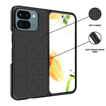 Mobizang Soft Full Fabric Protective Back Case Cover for Google Pixel 9 Pro Fold | Shockproof Slim Hard Anti Slip Back Case (Black)
